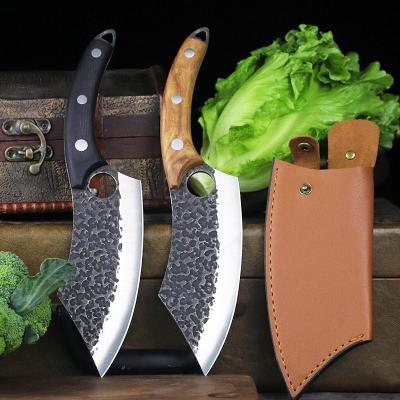 China Carbon Steel Home Ring Meat Cleaver Field Knife Portable Forging Slicing Meat Cutting Vegetable Scimitar Multi Purpose Small Knife Sharp Edge for sale