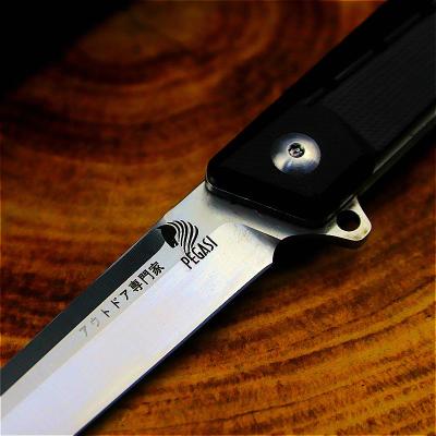 China PEGASI Japan D2 60HRC Outdoor Mirror Light Carbon Steel PEGASI Japan D2 60HRC Fast Open Folding Knife G10 Handle Folding Knife Tactical Folding Knife for sale