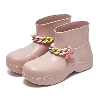 China EVA 2022 spring and summer new fashion high rise mid and low tube outer chain women's candy color EVA home wear rain boots for sale