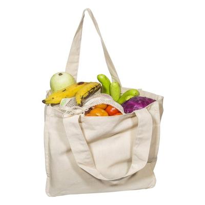 China Quality Reusable Durable Cloth Tote With Washable Canvas Bag Handle Eco Wine Reusable Grocery Bag for sale