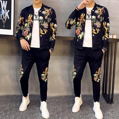 China 2021 Autumn fashion QUICK DRY copy plus size men's jackets casual sports suit slim men 2 piece set for sale