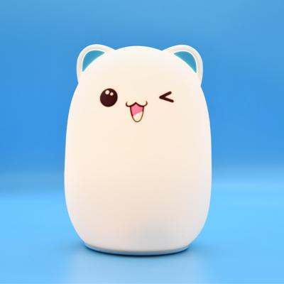 China Change Colors New Keepwinled Silicone USB Touch Color Changing Animal Bear LED Night Light Lamp Cute Chargeable Night Light For Kids for sale