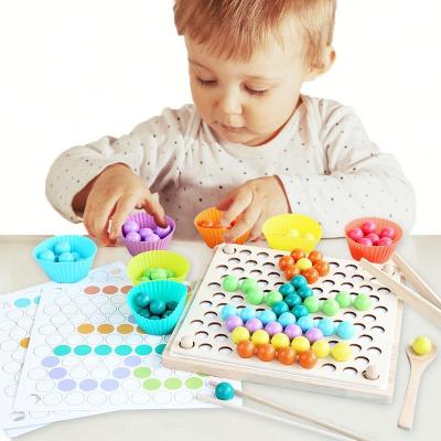 China Cartoon Toy Hot sale Early Educational Toy Hands Brain Training Clip Beads Puzzle Board Math Game Baby Montessori Wooden Toys for sale