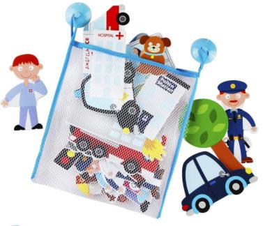 China Water Pistol 2022 new  OEM summer toys Cartoon EVA foam Bath Toy Police Traffic Stickers with storage net bag for kids bathtime Activity for sale