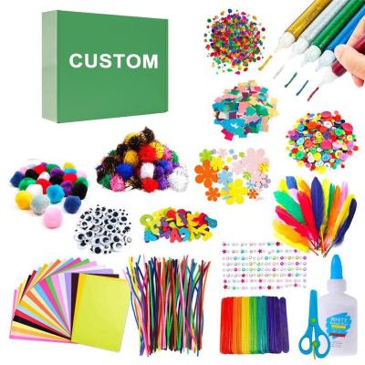 China Custom package Educational toy  DIY 1000+ craft kits for kids diy art creative paste toys 30*18*4.5 cm for sale