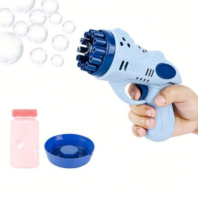 China Plastic Tik Tok hot 12 holes bazooka bubble gun toy with 50 ml bubble liquid for sale