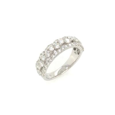 China Wholesale Hot Selling Romantic 18K White Gold Real Diamond Ring Bling Jewelry Engagement For Women for sale