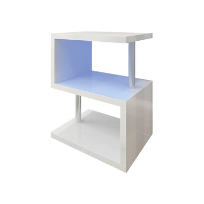 China Multifunctional Modern High Gloss White Side / Coffee Tables Living Room Furniture LED Blue Light for sale