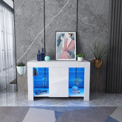 China High Gloss High Gloss Display Cabinet Cupboard Sideboard With LED Light Kitchen Dining Side Cabinet for sale