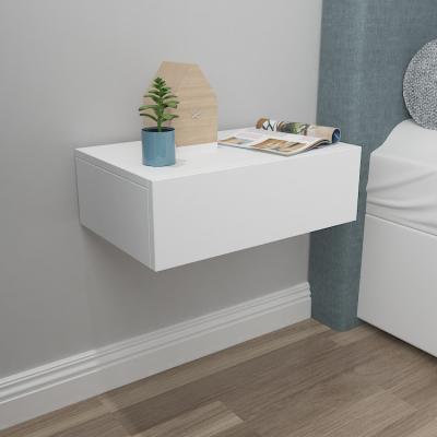 China Modern Minimalist Wall Mounted Bedside Table Wall Hanging Suspended White Bedroom Bedside Storage Cabinet for sale