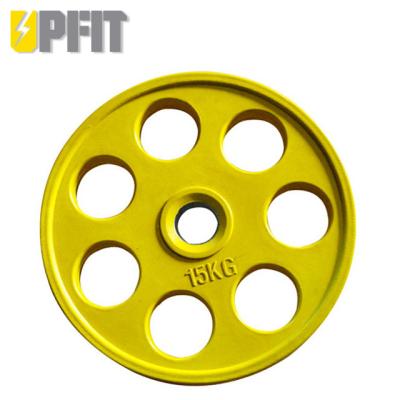 China Best Selling Durable Weightlifting 7 Hole Colorful Rubber Bumper Plate For Gym Training for sale