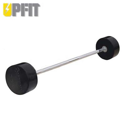 China Universal Weightlifting Equipment Fitness Gym Fixed Rubber Barbell / Curved Grip Rubber Fixed Barbell for sale