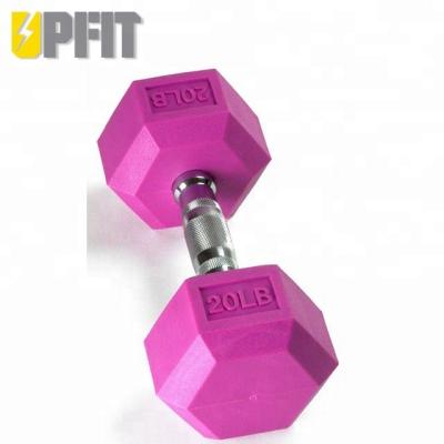 China Eco-friendly Gym Hex Exercise Gym Color UPFIT Rubber Dumbbell Set for sale