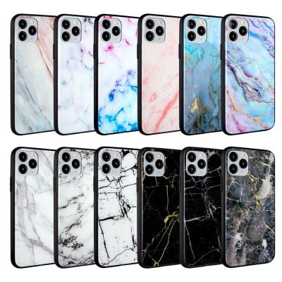 China Shockproof For iphone 12 13 pro Max Marble Hard Back Cover PC TPU Tempered Glass Phone Case For iphone 11 12 13 for sale