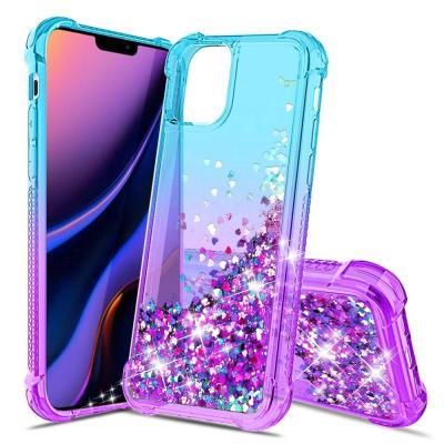 China Shockproof For Iphone 11 PC Liquid Quicksand TPU Case Of Cell Phone Soft Case For iPhone 11pro Max for sale