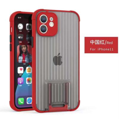 China Anti-fall Skin Feeling Luggage Camera Protection 2 in 1 TPU PC Mobile Phone Cover Built in Kickstand Phone Case for iPhone 11 Pro Max for sale