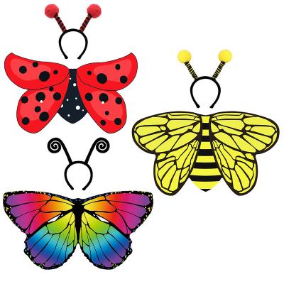 China Butterfly Headband Set CM051 Halloween Costume Kids Fairy Butterfly Wings Headband Costume For Toddler Girls Pretend Play Gifts for sale