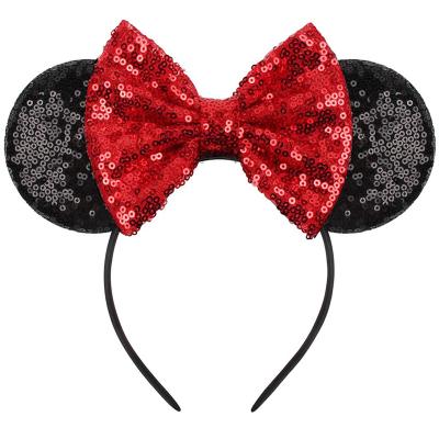 China Hair Accessories Glitter HB109 Mouse Ears Bow Headband Sequin Minnie Ears Headband For Adult Kids Party Hair Accessory for sale