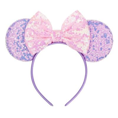 China HB115 Women's Non-Slip Girls Cute Glitter Mouse Ears Bow Headband For Kids Birthday Halloween Adult Dress Up Costume for sale