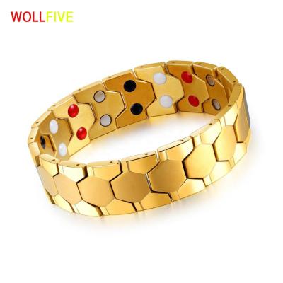 China stainless steel & Titanium Gold Metal 316L Bio Energy Bracelet For Girls Man for sale