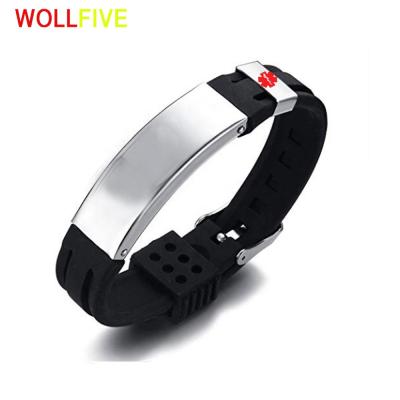 China Medical Vigilant ID Bracelet Silicone Wristband Medical Alert Wristband For Men Women for sale