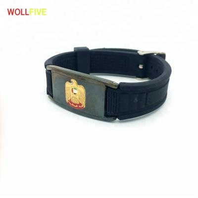 China Silicone Anion Sports Energy Wristband UAE Country Flag Anti-Radiation Wristband. for sale