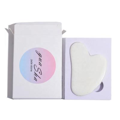 China White Jade Stone Scraping Massage Tool Gua Sha Board Heart Shaped White Board Gua Sha Face Guasha for sale