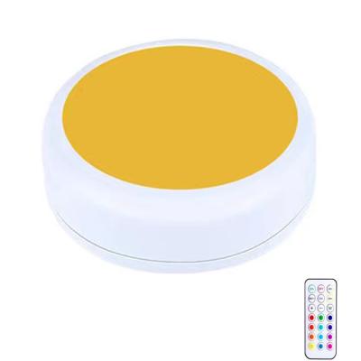 China USB Switch Night Light Radio Led Mini Motion Sensor Night Light RGB 3AAA Remote Control Puck Light Battery Operated For Cabinet Wardrobe for sale