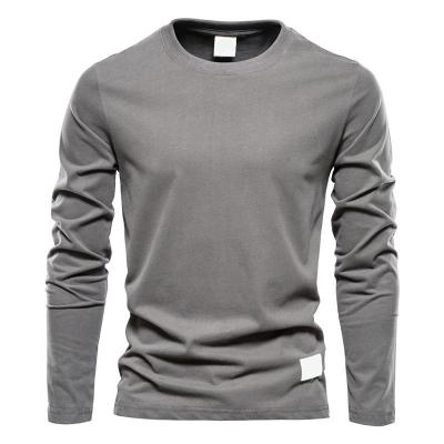 China Custom Made Anti-Wrinkle Long Sleeve T-Shirts High Quality Basic Knitted Cotton Long Sleeve T-Shirts For Men for sale