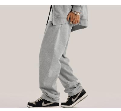 China Anti-Wrinkle Classic Gray Oversized Wide Leg Pants Cotton Gym Soft Joggers Jogging Pants for sale