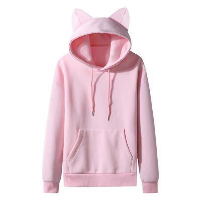 China Autumn New Women Cotton Anti-wrinkle Cat Ear Design Casual Long Sleeve Fleece Sweater Hoodie Woman Clothes for sale