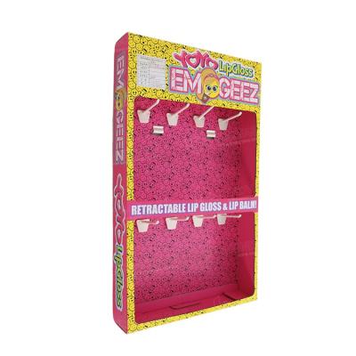 China Retail Store Metal Hooks Cardboard Display Stand Floor Hanging Rack For Products for sale