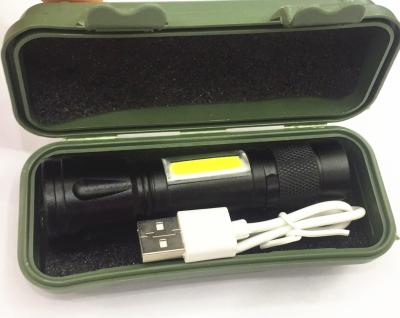 China USB Flashlight Rechargeable Flashlight Flashlight Camping 5W Flashlight Buzz Retractable Emergency Flashlight for sale