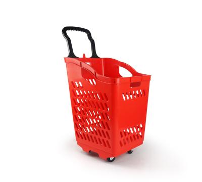 China Home Use /shopping 70L Supermarket Shopping Cart Grocery Home Plastic Rolling Cart New With Wheels for sale