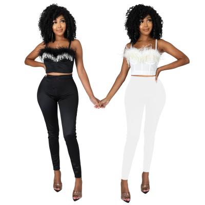 China C13055 Anti Static - Camisole And Pants Fashion Sleeveless Casual Bandage Plus Size Women Two Piece Set for sale