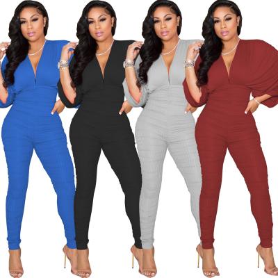 China W8376 Anti-Static Custom - Fashion Trendy Casual Long Sleeve Stacked V-Neck Knit Women Jumpsuit for sale