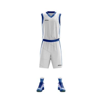 China Latest Design Basketball Team Men's Breathable Basketball Wear Set Antibacterial Custom Peaked Quick Dry Tank Tops Uniforms for sale