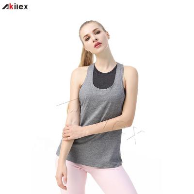 China Antibacterial Custom Cotton Spandex Gym T-bar Loose Fit Tank Top Women for sale