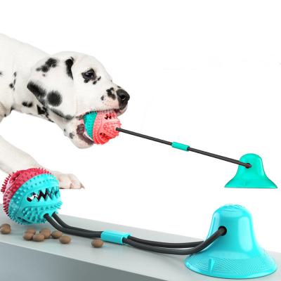 China Durable Viable Feeding Dog Teeth Cleaning Toys Designer Rubber Suction Cup Interactive Dog Chew Toy for sale