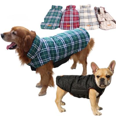 China British Warm Plaid Winter Coat Vest Dog Reversible Stocked Dog Jacket Waterproof Windproof Comfortable Style for sale