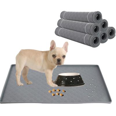 China Wholesale Non Slip Waterproof Easy To Clean Silicone Washable Waterproof Dog Food Mat For Pet for sale