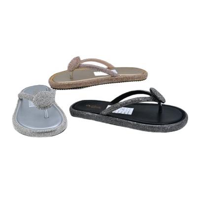 China Fashion Trend Custom new summer flats flip-flops clip slippers trend rhinestone slippers for sale