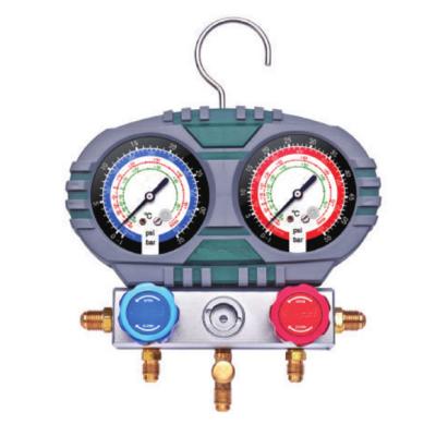 China Aluminum Alloy Double Manifold Gauge Set Valve For Refrigerant R410A for sale