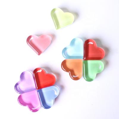 China Custom Photo Colorful Heart Shaped Crystal Glass Fridge Magnet 2021 New Universal Peach for sale