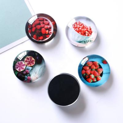 China Cheap Custom Creative Various 1.2inch Round Magnetic Fruit 30mm Qiyue Sticker Fridge Glass Magnet for sale