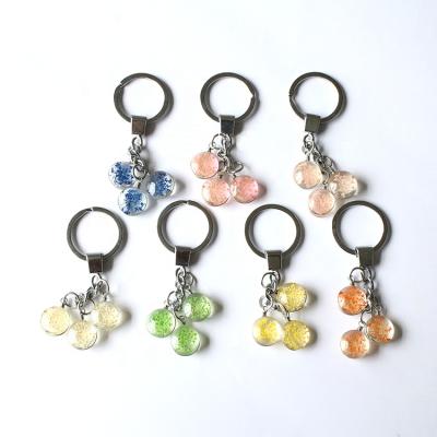 China Dried Flower Snow Bead Flower Multiple Color 15mm Crystal Glass Dried Flower Keychain For Decoration for sale