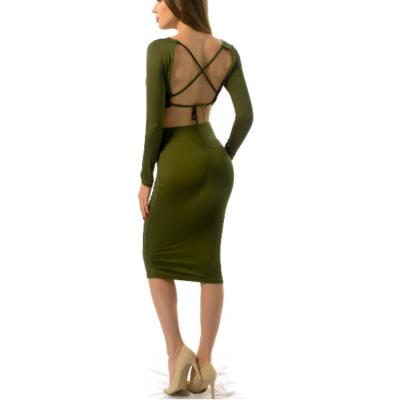 China Long Sleeve Bandage Bodycon Dress Long Sleeve Bandage Bodycon Dress Anti-Static Printing Dress for sale