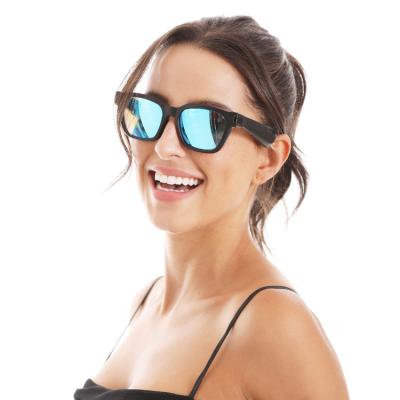 China Blue Light Blocking Bass Music Wireless Yellow Clip Rechargeable Exercise Glasses Music Smart Glasses Smart Sunglasses for sale