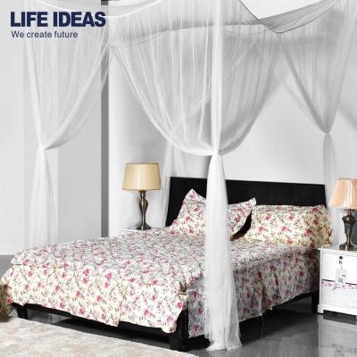 China Folded Mosquito Net Elegant Double Bed Square Polyester Canopy Bed Rectangular Mosquito Net for sale