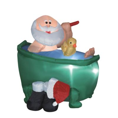 China 4FT Christmas Inflatable Santa Inflatable Outdoor Christmas Take Bath Yard Decoration for sale